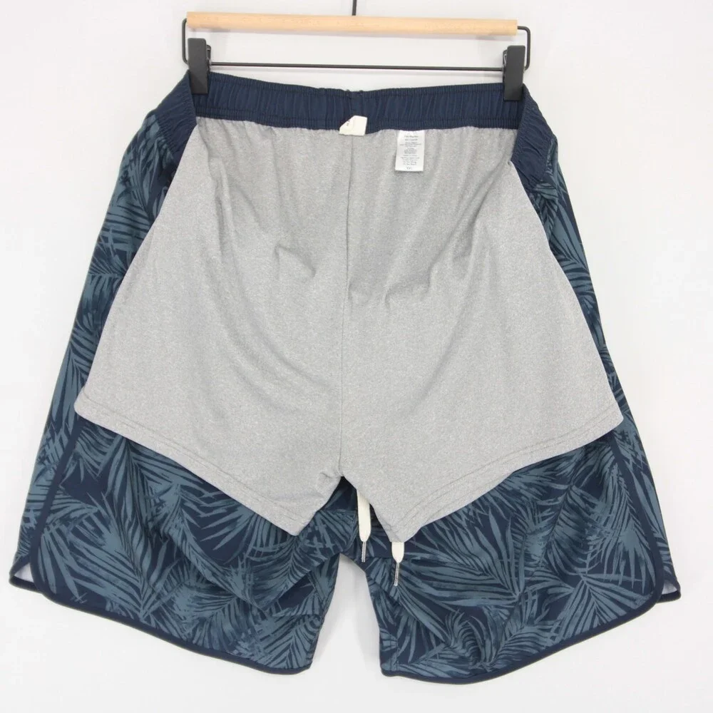 Fair Harbor Anchor Swim Trunks Mens XXL Navy Blue Palm Print Lined Quick Dry